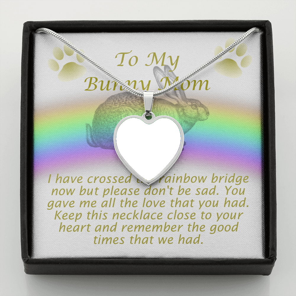 To My Bunny Mom, Memorial Photo Heart Necklace, Gift store For Loss Of Rabbit